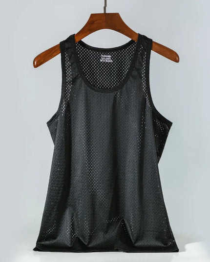Men's Ice Silk Transparent Mesh Tank Top -  Various Colors