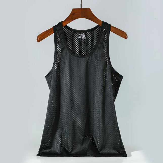 Men's Ice Silk Transparent Mesh Tank Top -  Various Colors