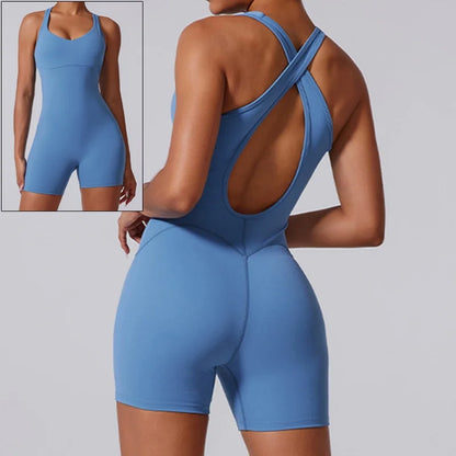 Women's Backless One-Piece Bodysuit - Fitness Seamless Jumpsuit for Activewear & Workout