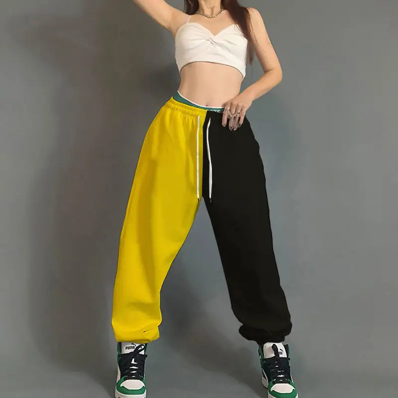High Waist Women's Cotton Sweatpants with Letter Print
