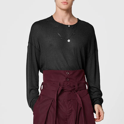 Men's Loose Knitted Transparent Sweater
