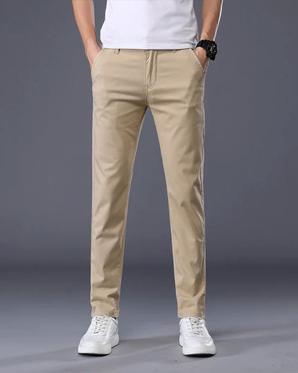 Men's Casual Long Elastic Straight Pants - Various Colors