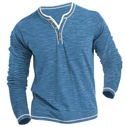 Men's Slim Fit Long Sleeve V-Neck Henley