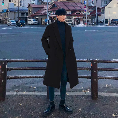 Men's Woolen Trench Coat - Loose Fit, Stylish Winter Coat for Men