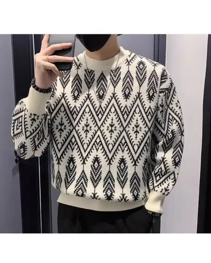 Half Turtleneck Jacquard Sweater for Men