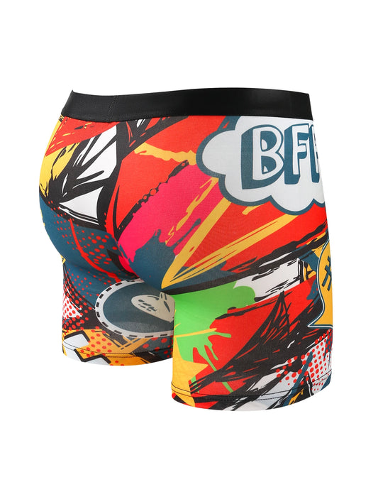 Ten-Piece Men's Graffiti Pattern Boxer Briefs Set – Breathable, Comfortable, High-Elastic Long Boxer Briefs