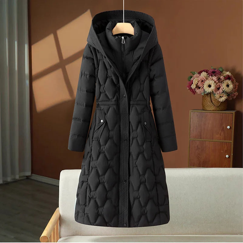 Women's Down Cotton-Padded Hooded Parka Jacket with Detachable Sleeves