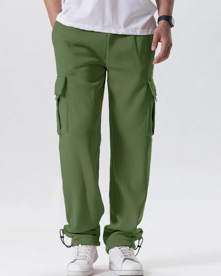 Mens Sweatpants Straight Fit Joggers for Sports and Streetwear Loose Oversized Drawstring Long Pants Men Multi-pocket Pants