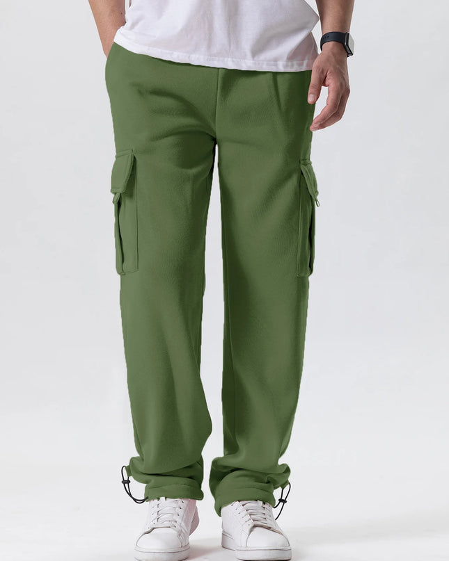 Mens Sweatpants Straight Fit Joggers for Sports and Streetwear Loose Oversized Drawstring Long Pants Men Multi-pocket Pants