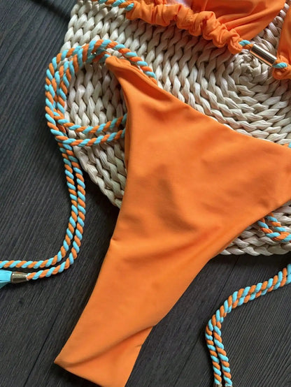 Women's Braided Rope Bikini Set – Two-Piece Triangle Swimwear