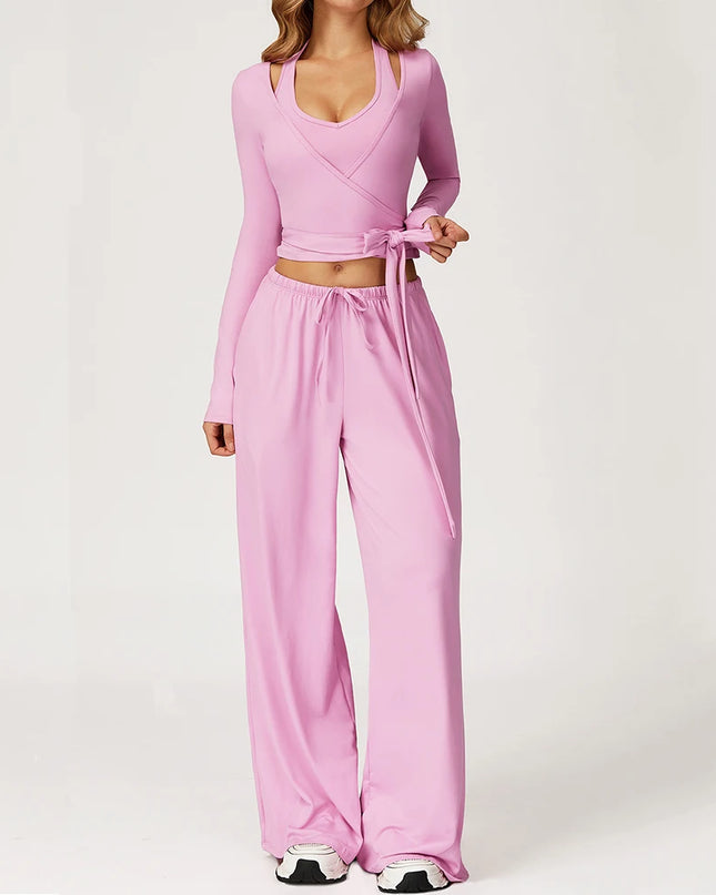 Women's 2/3PCS Cropped Sweater Vest & Loose Sweatpants Set