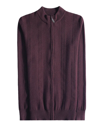 Men's Slim Fit Stand Collar Zipper Knitted Sweater Cardigan