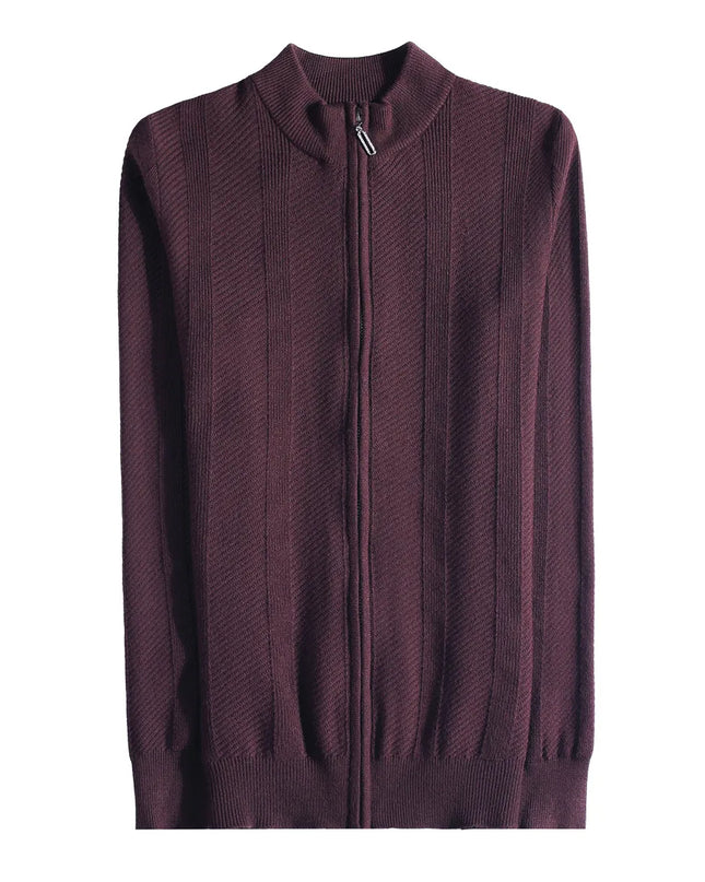 Men's Slim Fit Stand Collar Zipper Knitted Sweater Cardigan