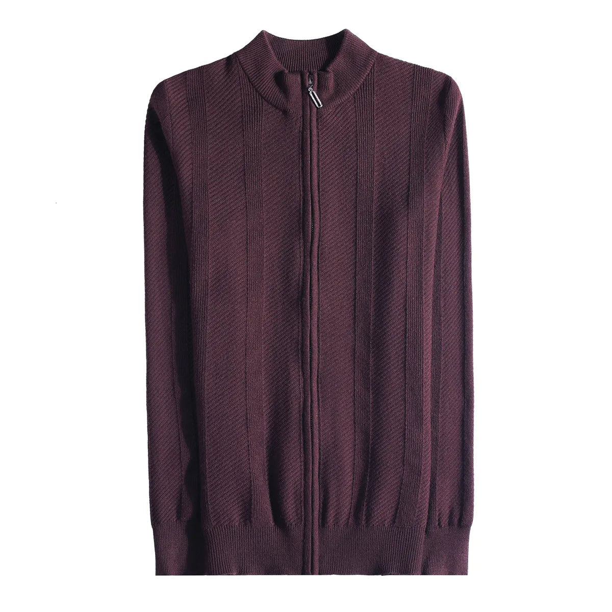 Men's Slim Fit Stand Collar Zipper Knitted Sweater Cardigan