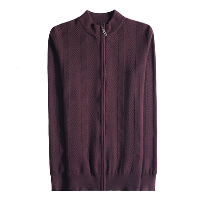 Men's Slim Fit Stand Collar Zipper Knitted Sweater Cardigan