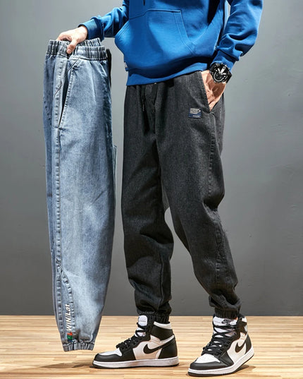 Men's Jogger   Casual Denim Cargo Pants Stretch Cotton Taper Jeans Baggy Trousers