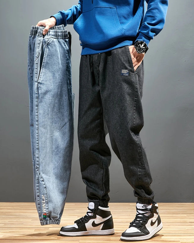 Men's Jogger   Casual Denim Cargo Pants Stretch Cotton Taper Jeans Baggy Trousers