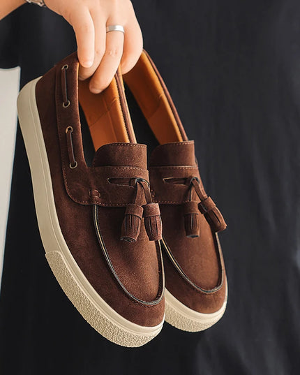Luxury Men's Suede Tassel Loafers – Comfortable Stylish Dress Shoes