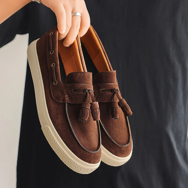 Luxury Men's Suede Tassel Loafers – Comfortable Stylish Dress Shoes