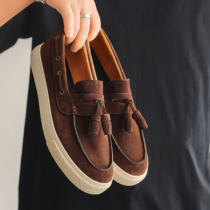 Luxury Men's Suede Tassel Loafers – Comfortable Stylish Dress Shoes