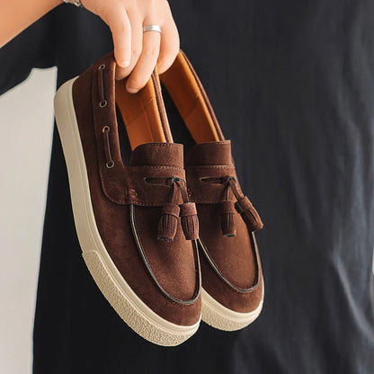 Luxury Men's Suede Tassel Loafers – Comfortable Stylish Dress Shoes