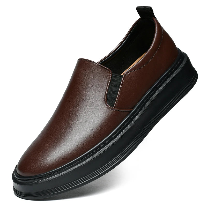 Men's Genuine Leather Slip-On Casual Shoes with Soft Sole
