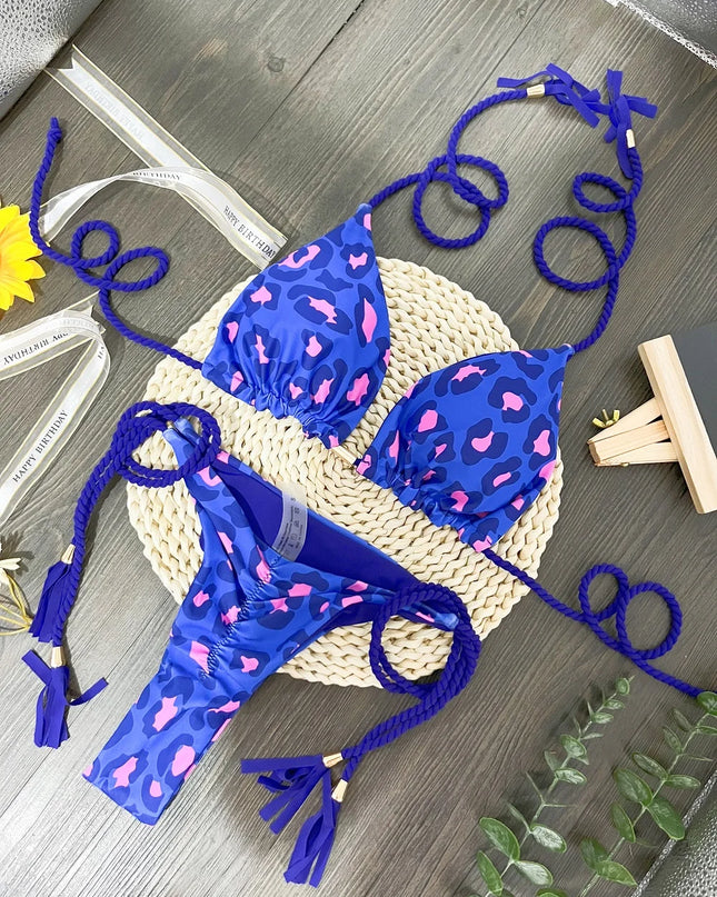 Leopard Pattern Bikini Set Women's Swimsuit Beachwear