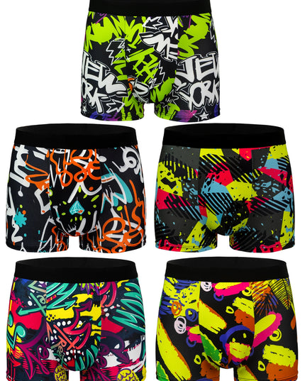 10-Pack Men’s Trendy Graffiti Boxer Briefs  - Comfortable - High-Elasticity
