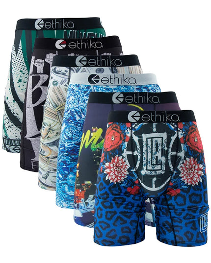 ETHIKA 6-Pack Men’s Breathable Boxer Briefs - Comfortable, Durable Underwear Trunks for Men