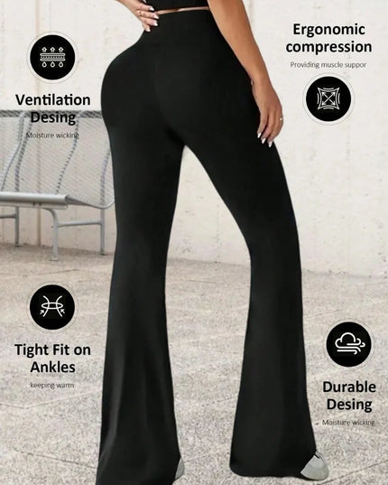 Women's High-Waist Slim Fit Elastic Flared Pants with Hip-Lifting Effect