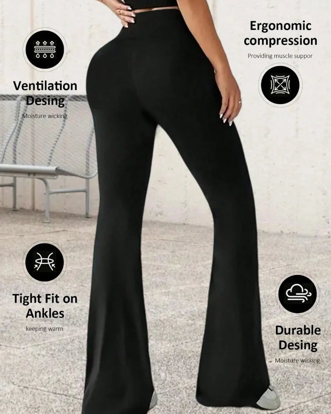 Women's High-Waist Slim Fit Elastic Flared Pants with Hip-Lifting Effect