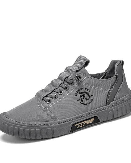 Men's Casual Canvas Lace-Up Sneakers – Comfortable Flat Sneakers for Everyday Wear
