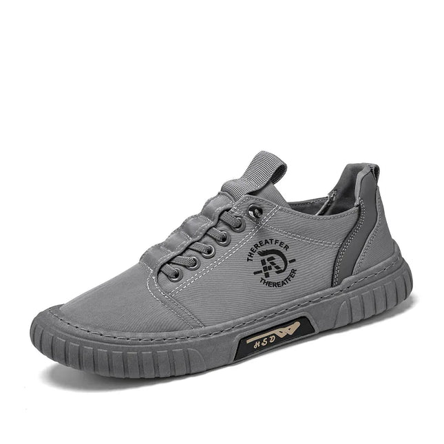 Men's Casual Canvas Lace-Up Sneakers – Comfortable Flat Sneakers for Everyday Wear