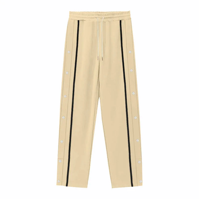 Men's Loose Fit Drawstring Joggers with Side Buttons