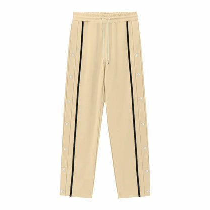 Men's Loose Fit Drawstring Joggers with Side Buttons