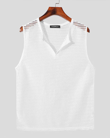 Men's Mesh V-Neck Transparent Tank Top