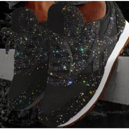Women's Glitter Lace-Up Vulcanized Sneakers