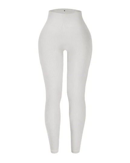 Women's High-Waisted Ribbed Yoga Pants - Various Colors