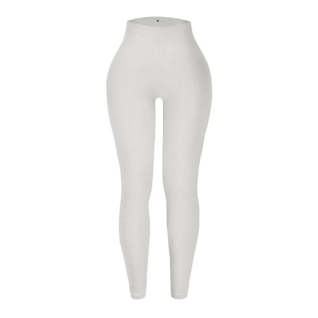 Women's High-Waisted Ribbed Yoga Pants - Various Colors