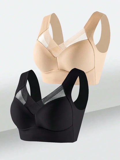 2-Pack Women’s Plus Size Lace Seamless Bras & Bralettes – Backless Wireless Support