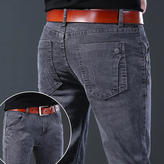 Men's Slim Fit Stretch Jeans - Comfortable Slim Fit Denim Pants
