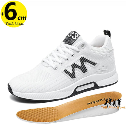 Men's Elevator Sneakers with 6cm Height-Increasing Insole