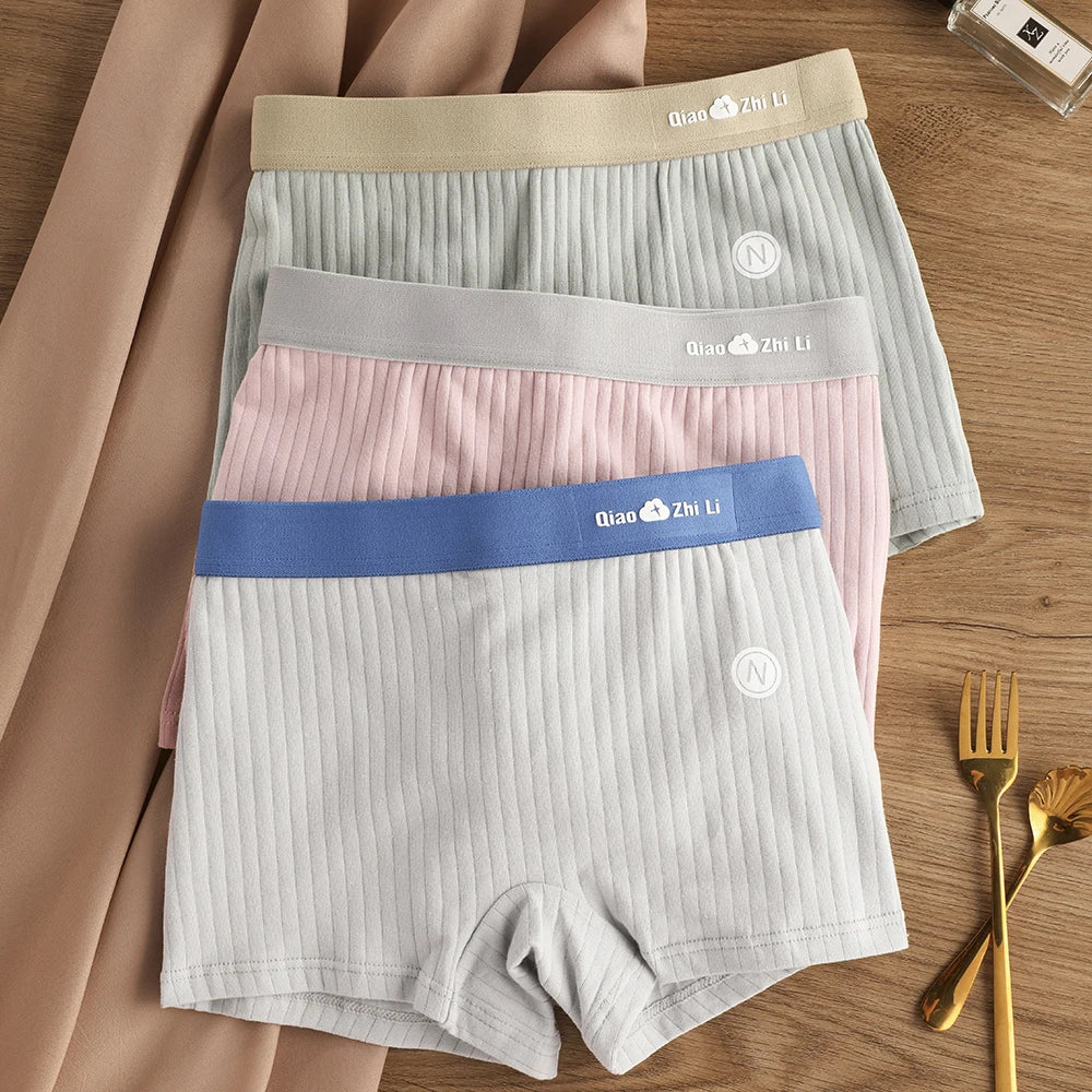 Women's 3-Pack Cotton Striped Breathable Briefs - Comfortable and Stylish Underwear Set