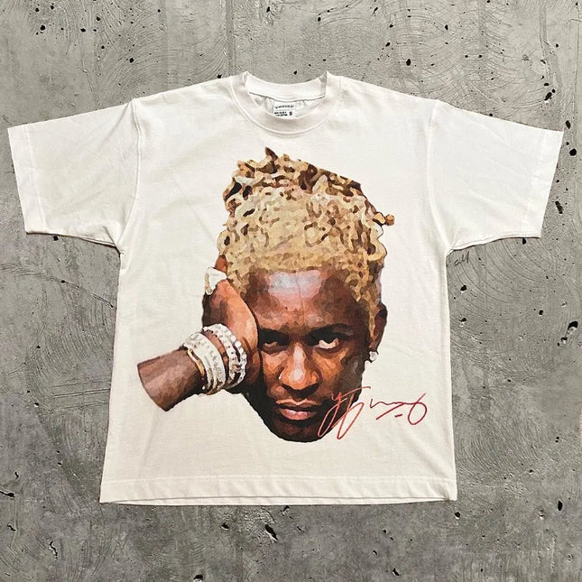 Men's Portrait Print T-Shirt - Harajuku Hip Hop Style