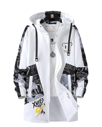Men's Graffiti Hooded Zip-Up Jacket