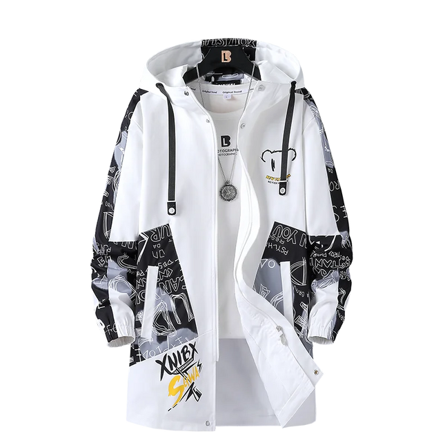 Men's Graffiti Hooded Zip-Up Jacket