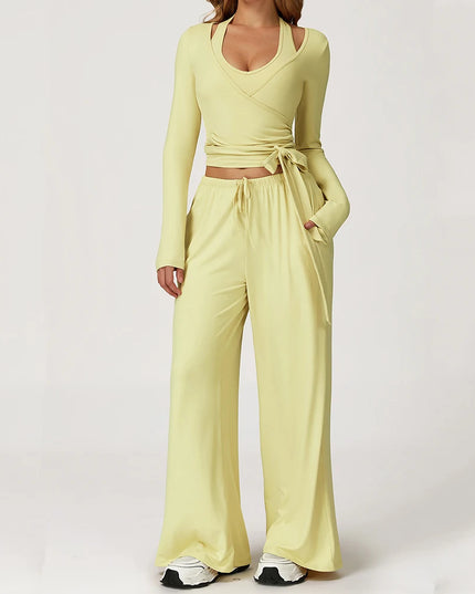 Women's 2/3PCS Cropped Sweater Vest & Loose Sweatpants Set