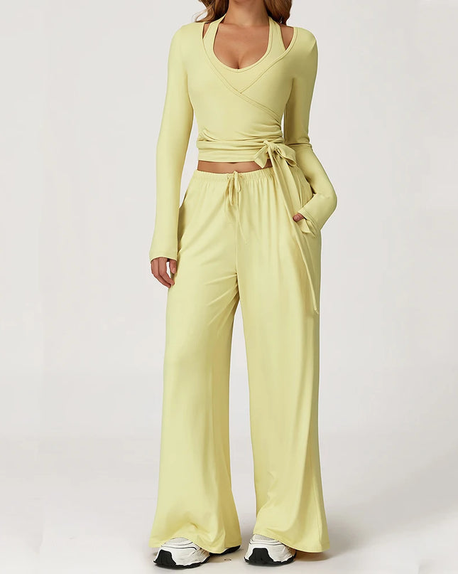 Women's 2/3PCS Cropped Sweater Vest & Loose Sweatpants Set