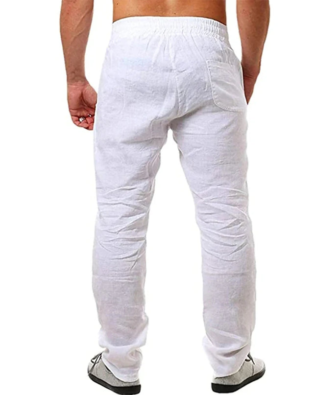Men's Breathable Cotton Linen Trousers - Various Colors