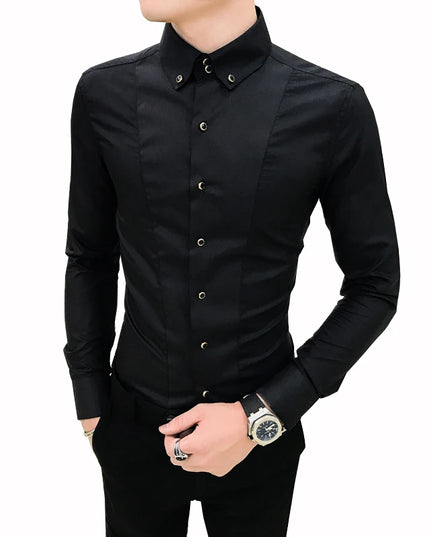 Luxury Men's Long Sleeve Shirt - Elegant Slim Fit Dress Shirts for Men